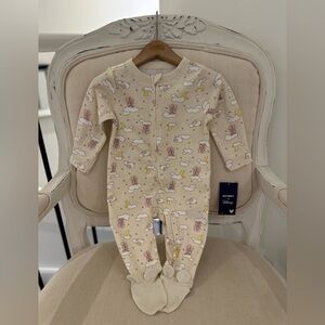 🤍 9 Mth Disney x Old Navy Cream 100% Cotton Baby One-Piece Footed Sleeper NWT